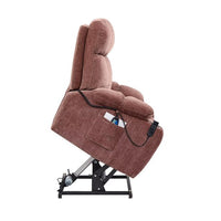 Motor Power Lift Recliner, Single Sofa Chair with Massage and Heat Function for Elderly, Infinite Position Lay Flat 180° Recliner with Side Pockets and Cup Holders for Living Room Office, Rose