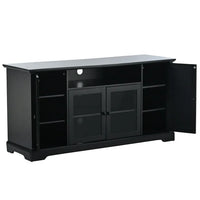 TV Stand for TV up to 65in, 59.8" Tall Entertainment Center with 2 Tempered Glass Doors Adjustable Panels Open Style Cabinet, Modern Media Console Wood Television Stand for Living Room, Black