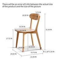 Dining Chair, FAS Grade Natural Oak Solid Wood Living Room Chair with Curved Backrest, Simple Design & 100% Dirt-free Dining Chair, Easy to Clean, 4 Count, Oak