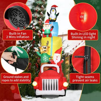 12FT Christmas Inflatable Outdoor Decoration, Christmas Inflatables Santa Claus Driving with Gift Decoration and 12 Lights, Blow Up Yard Decorations for Holiday Decoration