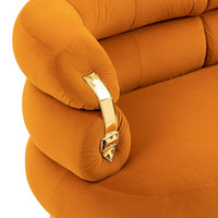 50 Inch Velvet Loveseat Sofa, 2-seat Sofa Couch with Metal Frame and Tapered Golden Feet, Mid Century Tufted Love Seat for Living Room, Bedroom, Apartment and Small Space, Orange
