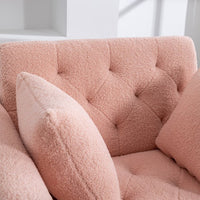 36.61'' Wide Modern Accent Chair With 3 Positions Adjustable Backrest,Single Recliner Armchair With Ottoman and Gold Legs,Tufted Chaise Lounge Chair for Living Room,Bedroom,Pink