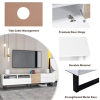 Modern TV Stand for TVs up to 80 Inch, Entertainment Center TV Console Table with Double Storage Space and Drop Down Door for Living Room, Bedroom,Home Theatre,White