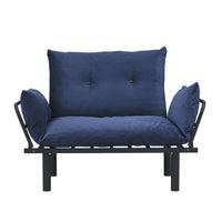 Futon Sofa Bed, Lounge Memory Foam Sleeper Couch for Living Room, Convertible Modern Chenille Sofa for Compact Living Spaces, 49" W (Blue)