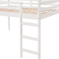 House Loft Bed with Slide, Full Size Wooden Bed Frame with Full-Length Guardrail & Ladder & Under Bed Storage Space, Multifunctional Playhouse Loft Bed for Boys Girls, No Box Spring Needed, White