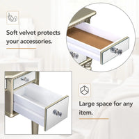 43" Luxury Dressing Table Set, Mid-centery Dresser with Tri-fold Mirror, 5 Drawers, Stool, Baroco Style Makeup Vanity Set for Bedroom, Living Room, Gold