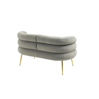 50" Small Loveseat Sofa, Mid Century Modern Velvet 2-Seat Couch Tufted Love Seat with Metal Frame and Tapered Golden Feet for Living Room, Bedroom, Apartment and Small Space, Gray
