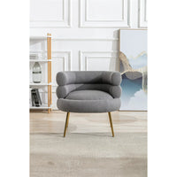 TRIPLE TREE Modern Accent Chair with Curved Backrest, Leisure Sofa with Golden Feet, Single Sofa Chair with Comfortable Cushion Lounge Chair for Living Room Office Apartment Reception Room, Gray
