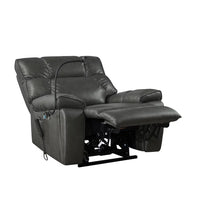 180° Lay Flat Power Recliner Chair for Elderly,Electric Power Lift Recliner Chair with Massage and Heat Up to 300LBS,Breathable Leather Recliner Chair with 3 Positions,Gray