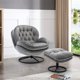 Velvet Swivel Accent Chair with Ottoman Set, Modern Lounge Chair with Footrest, Comfy Armchair with 360 Degree Swiveling for Living Room, Bedroom, Metal Base Frame (Gray)