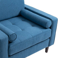 Modern Accent Armchair,Upholstered Tufted Large Club Chair with Arms and Wood Legs,Single Sofa Side Chair,Comfy Reading Chair Oversized Accent Chair for Living Room Bedroom Office,Blue