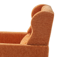37.6 Inch Chenille Accent Chair, Modern Wing Chair with Upholstered Cushion and Pillow, Comfy Lounge Armchair for Living Room, Bedroom, Office, Orange