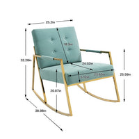 Rocking Chair, Modern Velvet Upholstered Rocker Chair with High Backrest & Stainless Steel Feet, Leisure Accent Arm Chair for Living Room, Bedroom, Lounge Room & Office, Mint Green