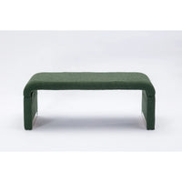 Boucle Fabric Ottoman, Rectangular End of Bed Stool Footstool with Metal Legs, Indoor Bedroom Bench for Entryway Living Room, Green