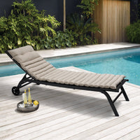 2PCS Set Chaise Lounge Cushions Outdoor with Adjustable Strip， Replacement Lounge Chair Cushions for Outdoor Furniture, Comfortable Patio Furniture Seat Cushion Chaise Lounge Cushion, Khaki