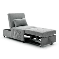 Ottoman Sofa Bed, 4 in 1 Multi-Function Folding Sleeper Couch Bed with Large Pockets and Pillow, Modern Convertible Chaise Lounge Chair with Adjustable Backrest for Living Room Small Apartment, Gray