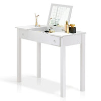 Vanity Desk Set with Flip Top Mirror, Dressing Table with 2 Drawers, Stylish Vanity Table with Stool, Removable Dividers, for Bedroom, Reading Room, White