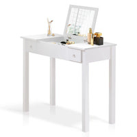 Vanity Desk Set with Flip Top Mirror, Dressing Table with 2 Drawers, Stylish Vanity Table with Stool, Removable Dividers, for Bedroom, Reading Room, White