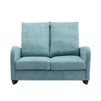Modern Double Rocking Chair, Oversized Upholstered Loveseat Accent Armchair with High Backrest and Side Pocket, Extra Wide Glider Rocker for Nursery Living Room Bedroom, Light Blue