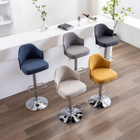 Adjustable Swivel Bar Stools Set of 2,Counter Heigh Bar Stools with Back,fabric Bar Stool for Kitchen Island,Upholstered Pub Stools with Footrest,Armless Dining Chairs for Bar(Dark Gray)