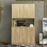 Storage Cabinet, 70.87" Tall Kitchen Buffet Sideboard Wardrobe with 1-Open Shelves & 1-Drawer, Freestanding Cupboard Pantry Cabinet with 6-Doors for Bedroom Home Office, Rustic Oak