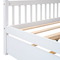 Full House Bed with Twin Size Trundle Bed,House Bed for Kids with Support Legs,Wooden Kids House Full Bed Frame for Toddlers,Kids,Teens.No Box Spring Needed,White