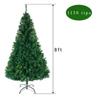 Artificial Holiday Christmas Tree, 8FT Unlit Premium Spruce Holiday Xmas Tree, 1138 Branch Tips Seasonal Holiday Decoration Tree with Metal Hinges & Foldable Base for Home, Office, Party