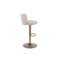 Swivel Velvet Bar Stools Set of 2, Counter Height Adjustable Barstools, Armless Kitchen Bar Chairs with Back and Footrest Gold Metal Base, for Home Bar Restaurant Dining Room, Beige