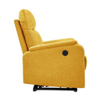 Single Sofa Chair,Upholstered Recliner Chair With USB Charge Port and Extending Footrest,Fabric Recliner Sofa For Living Room, Bed Room,Office,Yellow