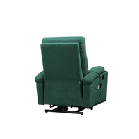 Electric Power Lift Recliner Chair, Fabric Upholstered Recliner Sofa with Massage and Heat for Elderly, 3 Positions, 2 Side Pockets and Cup Holders, USB Ports, Easy to Control, Green