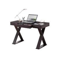 Writing Computer Desk, 48 inch Modern Study Table, Makeup Vanity Wooden Console Table with Storage Drawers & Strong X Legs(Espresso)