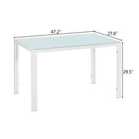 Glass Dining Table for 4, Kitchen Table with L-shaped Legs, Anti-skip Foot Pads, Dining Table for Small Space, Living Room, Reception Room, White