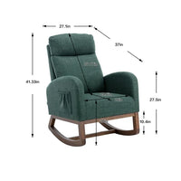 Rocking Chair Nursery, Modern Glider Rocking Chair with Headrest and Thicken Wood Base, Upholstered Nursing Armchair for Living Room, Bedroom, Emerald