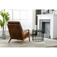 Mid Century Modern Accent Chair with Solid Wood Frame, Upholstered Living Room Armchair with High-Back and Padded Seat, Comfy Reading Chair Lounge Chair for Bedroom, Office, Studio, Coffee