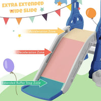 3 in 1 Toddler Slide and Swing Set, Indoor Playground Jungle Gym with Slide & Adjustable Swing & Basketball Hoops & 3-step Ladder, Freestanding Combination Climber Swing Playset Amusement Park, Blue