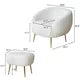 Modern Faux Fur Accent Chair with Ottoman, Teddy Velvet Barrel Chair, Comfy Living Room Armchair Ottoman Set with Gold Metal Legs, Upholstered Flurry Single Sofa Leisure Chair with Footrest, White