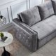 L-Shaped Sectional Sofa with Pull Out Bed, 2 Seater Sofa and Reversible Lounge Chaise with Storage Modern Tufted Velvet Upholstered Sleeper Sofa Bed with Nailhead Trims for Living Room, Gray
