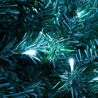 7.6 ft Pre-Lit Artificial Christmas Tree w/ 1200 PVC Branch, 300 cool white LED lights with Gradient PVC Foliage Design, Easy Set Up Metal Hinge& Foldable Base, Xmas Tree for Home Party, Green