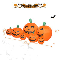 7FT Long Halloween Inflatables Pumpkin, 7 Pumpkins Decoration with Build-in LEDs Blow Up Inflatables for Halloween Party Outdoor, Yard, Garden, Lawn Decorations