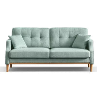 70" Accent Sofa Couch, Upholstered 3 Seater Sofa with USB Charging Port and 2 Pillows, Comfy Waterproof Leisure Sofa, Long Sofa Lounge Couch for Living Room Bedroom Office, Baby Blue