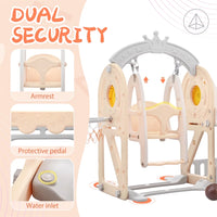 5 in 1 Toddler Slide and Swing Set, Kids Playground Climber Slide Playset with Basketball Hoop Freestanding Combination for Babies Indoor & Outdoor, Pink