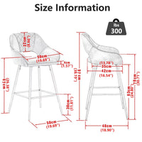 Bar Stools Set of 2, Velvet Upholstered Dining Chairs Barstools, Fixed Height Bar Chairs with Metal Frame and Footrest, Modern Bar Chairs for Cafe Pub Kitchen Island Dining Room, Green