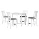 5-Piece Wood Counter Height Kitchen Furniture Set with 4 Upholstered Chairs,Mid-Century Farmhouse Dining Table Set,Dining Table with 2 Storage Drawers and Turned Legs (White)
