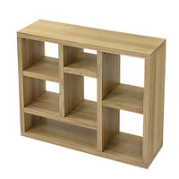 7-Cube Bookcase, Modern Freestanding Storage Organizer Bookshelf, Wooden Open Shelf Bookcase for Bedroom,Living Room,Entryway,Office, Natural