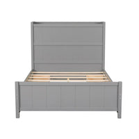 Full Size Bed Frame with 4 Storage Drawers, Wood Full Size Platform Bed with Storage Shelves Headboard, Full Storage Bed with Support Legs for Girls Boys, No Box Spring Needed, Gray