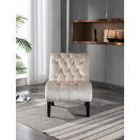 Accent Tufted Armless Chaise Lounge, Leisure Reclining Chair with Wood Legs, Modern Lounge Sofa, for Indoor Home Living Room Bedroom, Beige