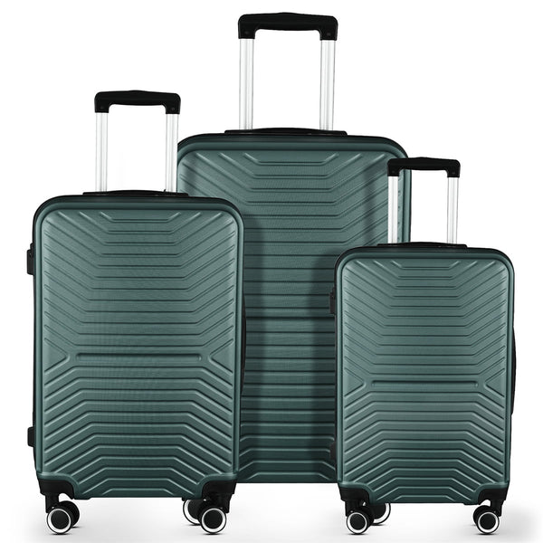 Luggage Sets with Expandable ABS Hardshell, 3pcs Clearance Luggage Hardside, Lightweight Durable, Suitcase Sets, Spinner Wheels Suitcase with TSA Lock 20in/24in/28in, Dark Green