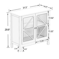 Wood Sideboard, Modern Storage Cabinet with Glass Door, Freestanding Table for Living Room, Entryway, White