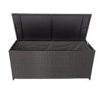 Outdoor Storage Box, 113 Gallon Wicker Patio Deck Boxes with Lid, Large Outdoor Storage Container Storage Bench for Patio Furniture, Outdoor Cushion, Garden Tools and Pool Supplies, Black