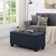 Large Storage Ottoman Bench Set, 3 in 1 Combination Ottoman, Tufted Linen Lift Top Storage Ottoman, Footrest Stool, Coffee Table for Living Room, Entryway, Hallway, Bedroom, Dark Blue